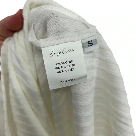 ENZA COSTA XS WINTER WHITE RIBBED MIDI PENCIL SKIRT MINIMALIST LUXURY STYLE - Picture 5 of 12